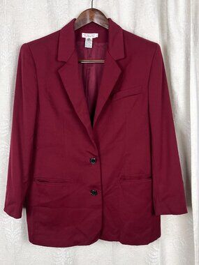 Talbots worsted wool 2-button blazer cranberry red 4-season suit jacket classic